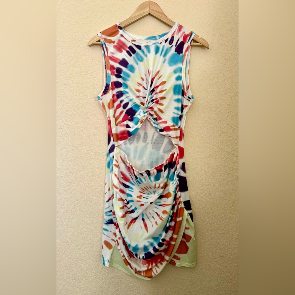 Amazon Multicolor Tie-Dye Backless Dress